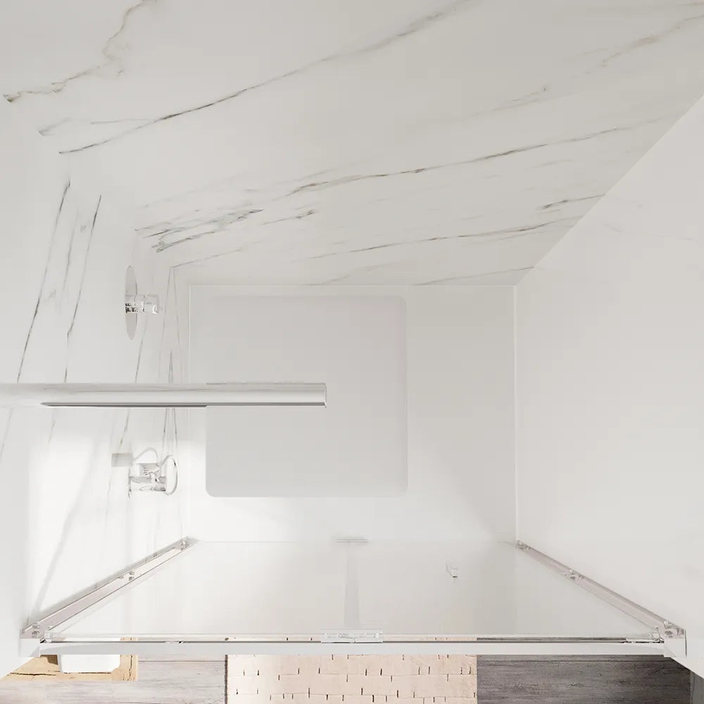 Porta doccia 90cm con apertura a libro profili slim cromati vetro 6mm opaco h190 | Portofino