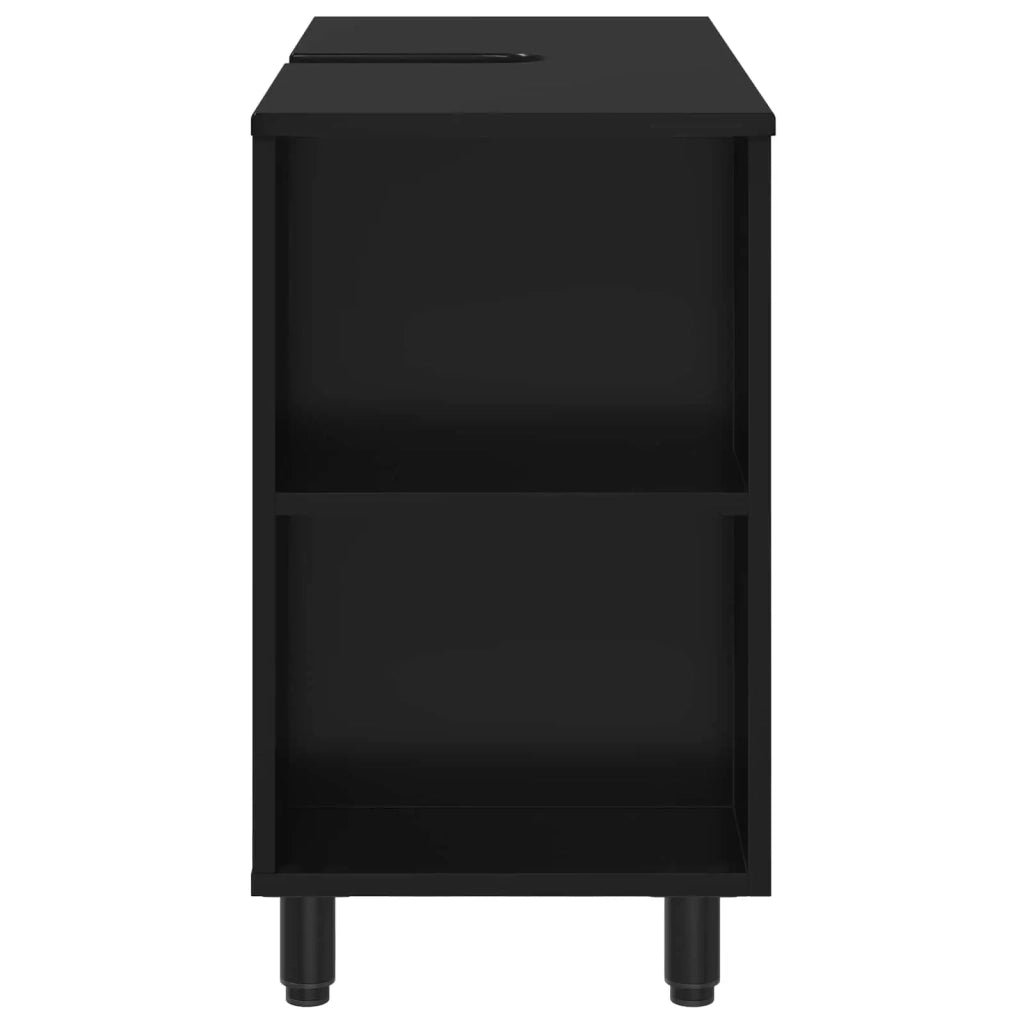 Mobiletto da bagno Nero 80 x 35 x 60 cm Legno ingegnerizzato 889386