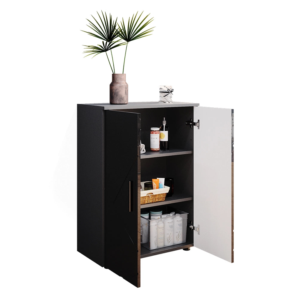 Set di mobili da bagno Irma Antracite lucido 2 parti, con unità midi Vicco