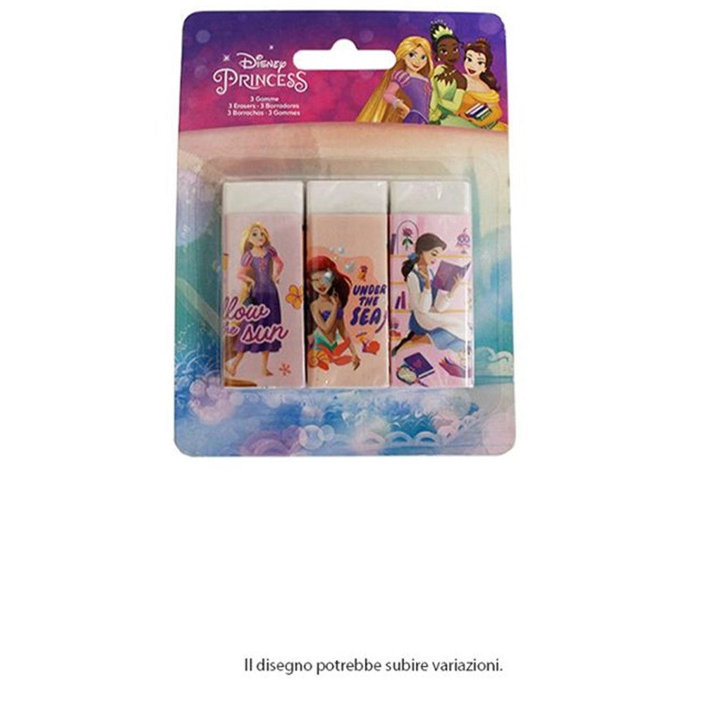 Trade Shop - Set 3pz Gomme Per Cancellare Principesse Cancelleria Per Scuola Regalo Festa Bambine 961082 -