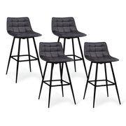 IDMarket - Set di 4 sgabelli da bar MADY in velluto grigio scuro