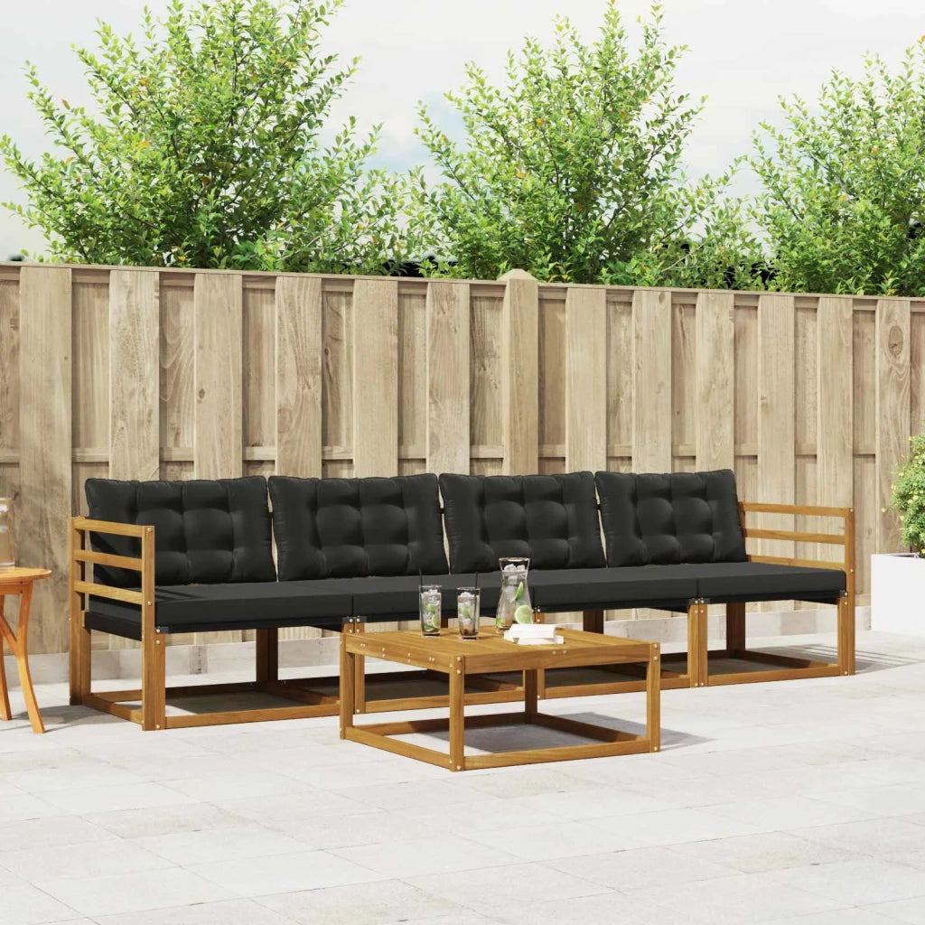 Set di divani da esterno con cuscino 5 pcs Naturale e Nero 3369159