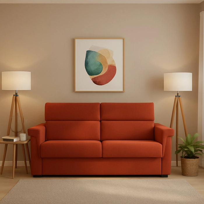 Tenna, Divano Letto 2 Posti Sfoderabile Made in Italy, 185x95 cm Arancione