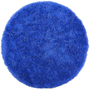 Tappeto Shaggy a pelo lungo in poliestere blu tinta unita rotondo 140 cm