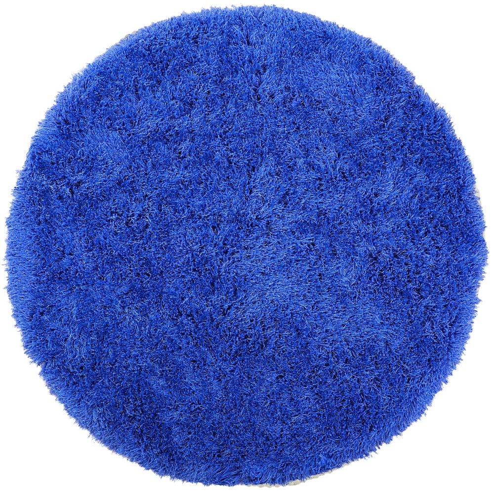 Tappeto Shaggy a pelo lungo in poliestere blu tinta unita rotondo 140 cm