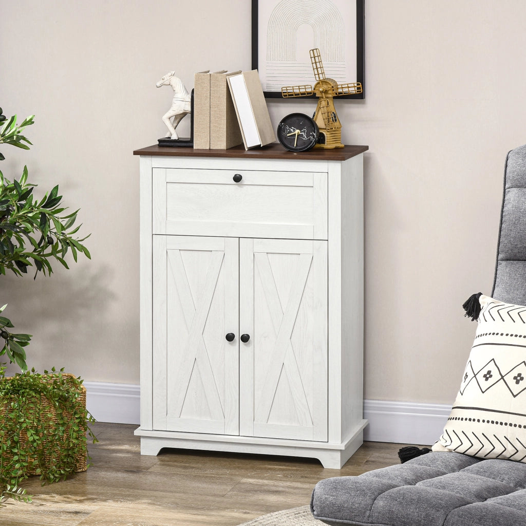 Credenza Bianca Rustica con Cassetto e Ante Regolabili ¨C zephmum ¨C Bianco