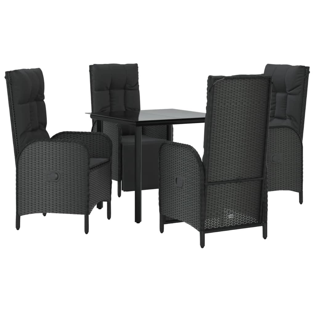 Set da pranzo da giardino in vimini di resina nera da 5 pezzi e cuscini 02_0014882