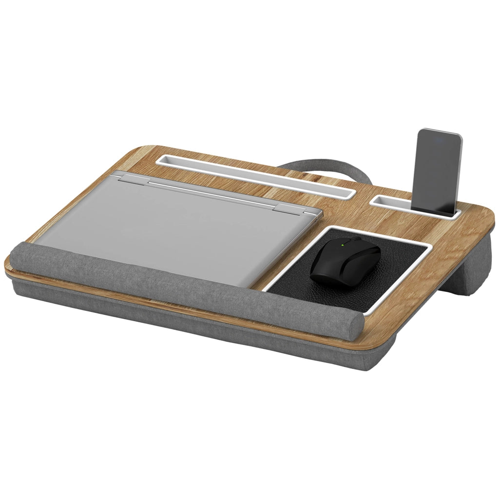 Supporto per Laptop con Cuscino e Ripiano per Mouse ¨C Zephmum ¨C Legno di Quercia