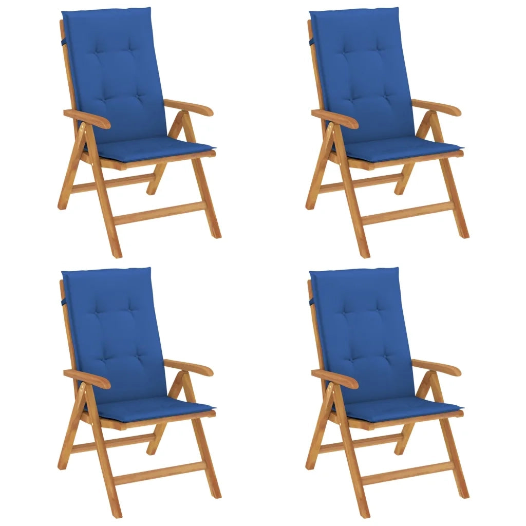 Sedie da Giardino Reclinabili con Cuscini 4 pz in Legno di Teak 3196473