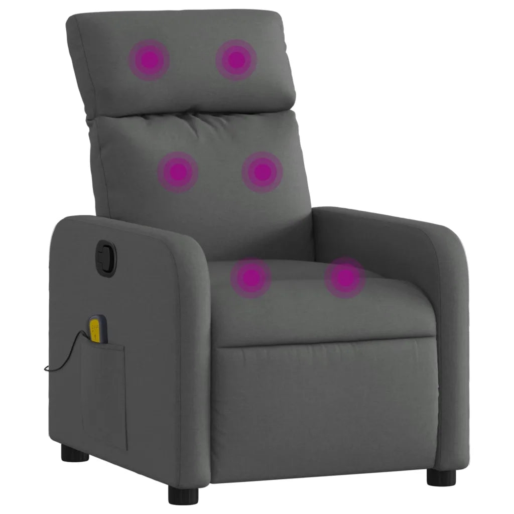 Poltrona Massaggiante | Sedia Relax Reclinabile Grigio Scuro in Tessuto