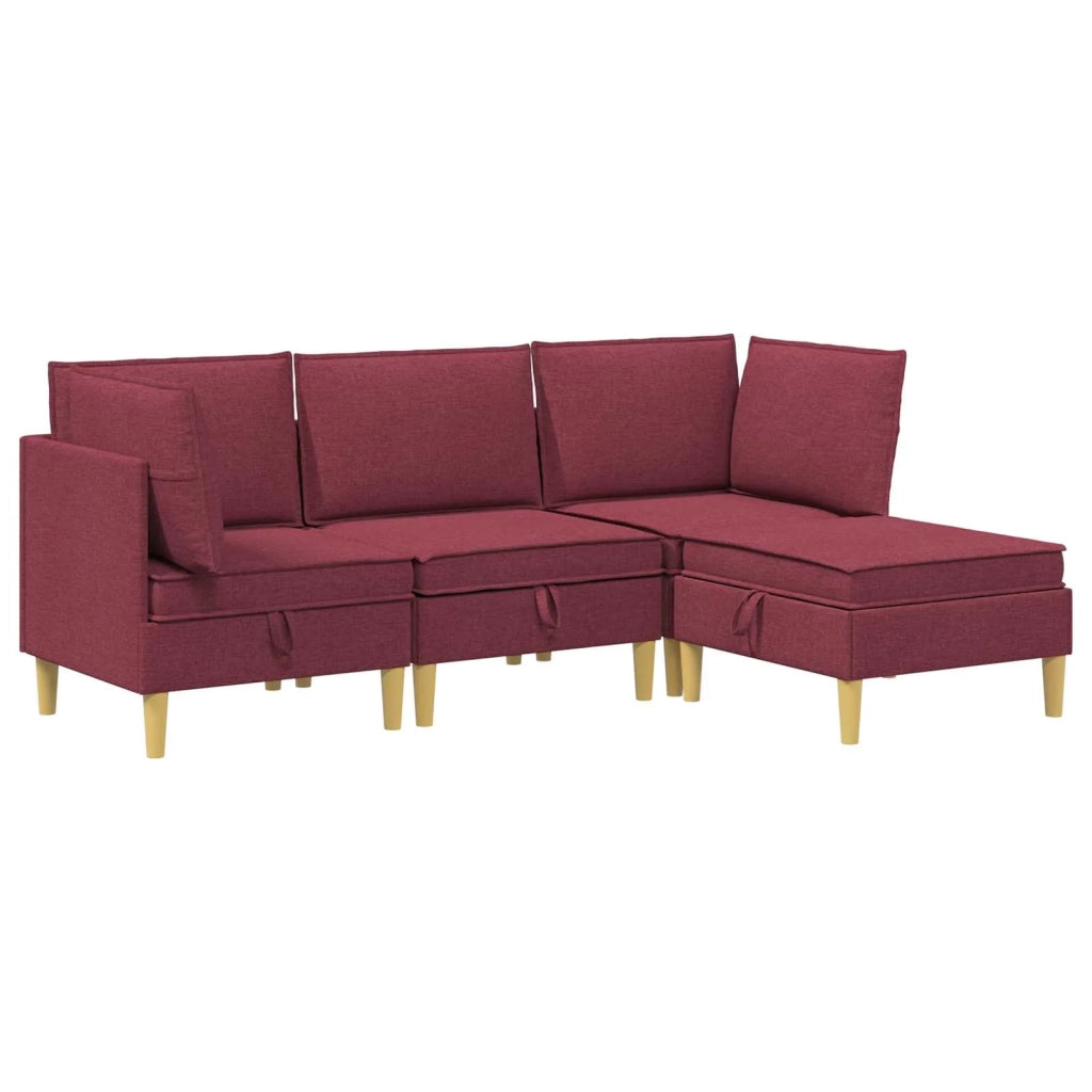 Set di mobili per il soggiorno 4 pcs Rosso Vino Tessuto 3413690