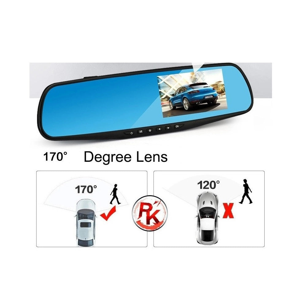 Trade Shop - Auto Rearview Specchietto Dvr Telecamera Full Hd 1080p 2.3 "lcd Per Retrocamera -