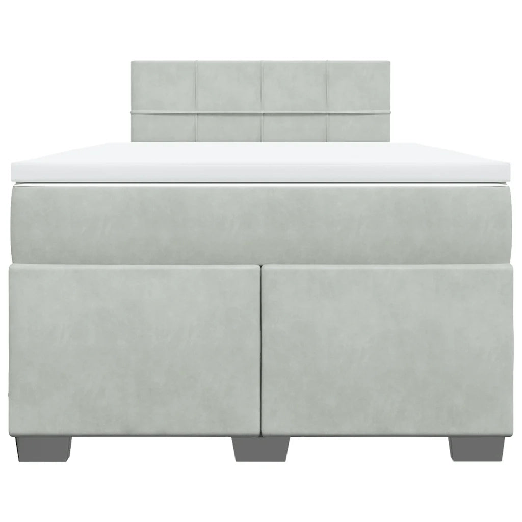 vidaXL Giroletto a Molle con Materasso Grigio Chiaro 120x190cm Velluto