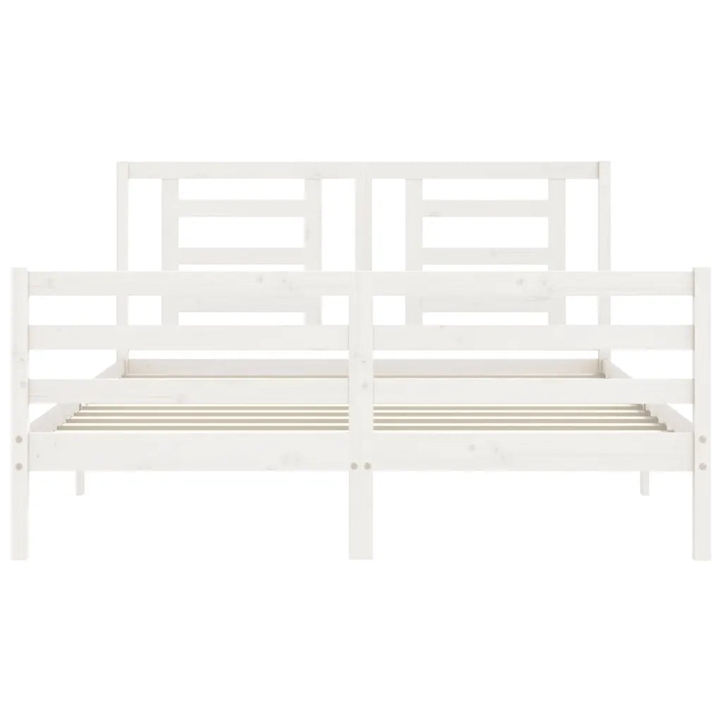 Giroletto con Testiera-Struttura Letto con testiera Bianco 160x200 cm Legno Massello 774600