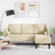 Divano L-Shaped a 3 Posti Crema 160 cm in Tessuto
