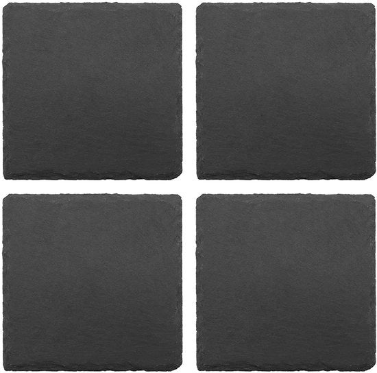 Set di alimentazione per rettili a 4 posti - Piastra naturale di pietra - Piastrine antiscivolo - 10x10 cm - Cura dei rettili - Sottopiede - Materiale ecologico - Piattaforma per rettili
