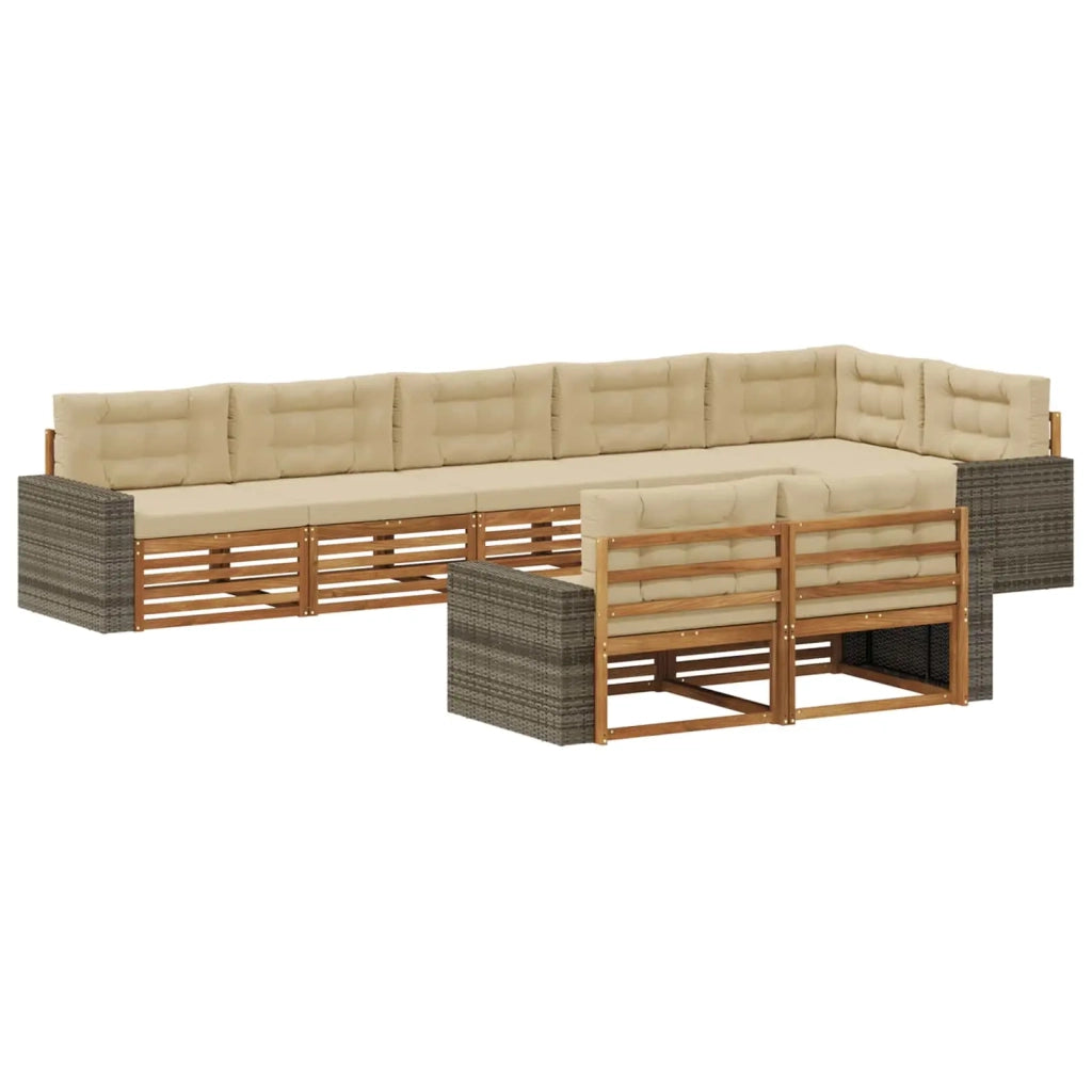 Set di divani da esterno 8 pz Naturale e Beige 3383521