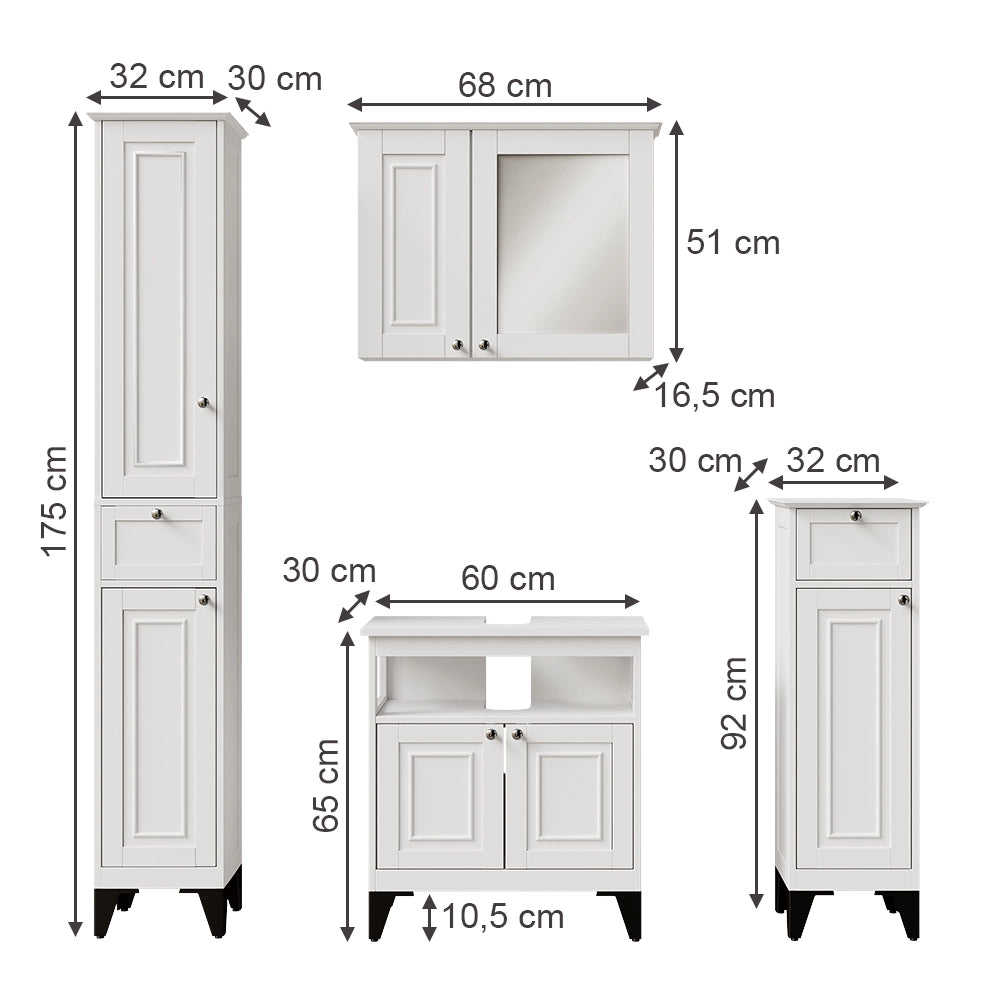 Vicco Set di mobili da bagno Bianco 4 parti