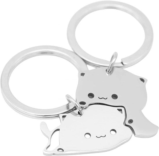 Set di 2 portachiavi in forma di gatto amichevole