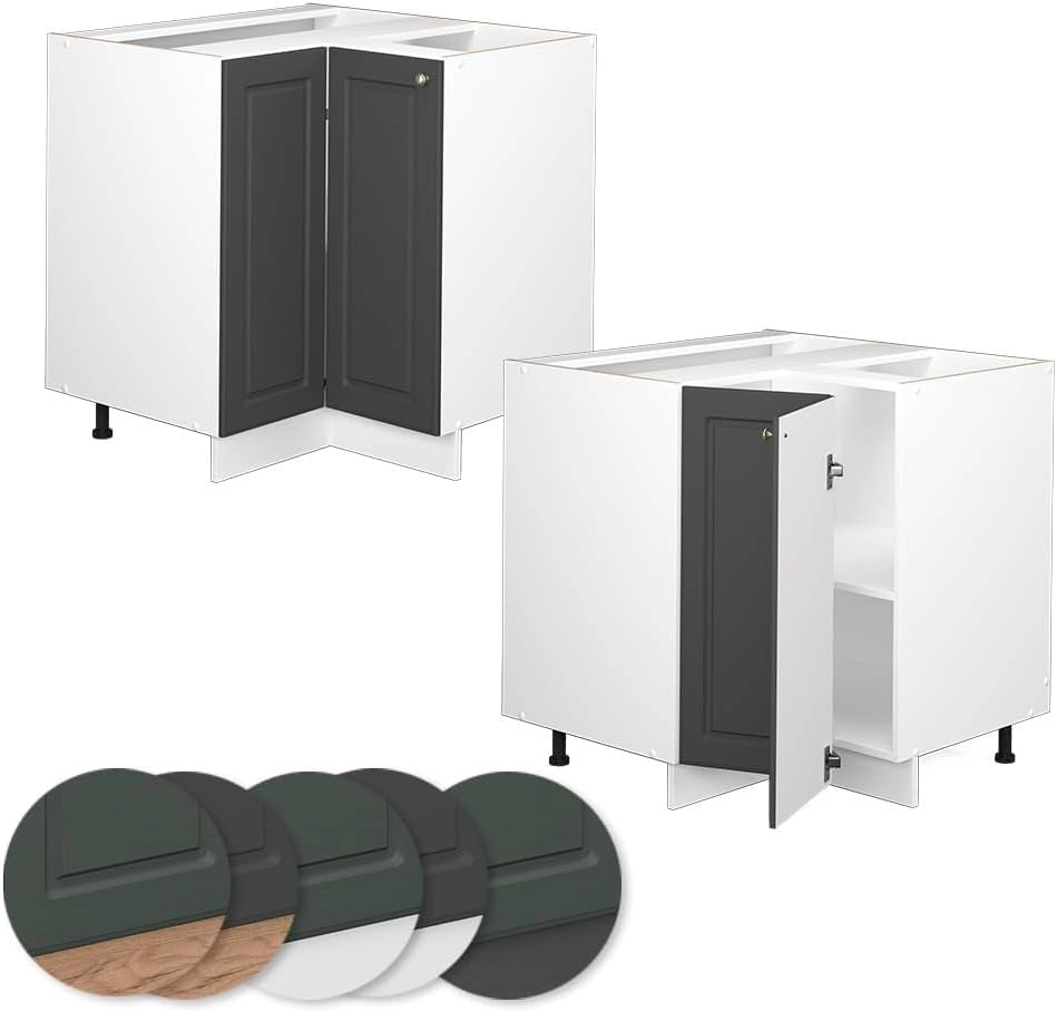 Mobile ad angolo cucina Fame-Line, Landhaus antrazit-oro, 80.5 cm, PL Antracite, per la combinazione con altri moduli della serie Fame-Line