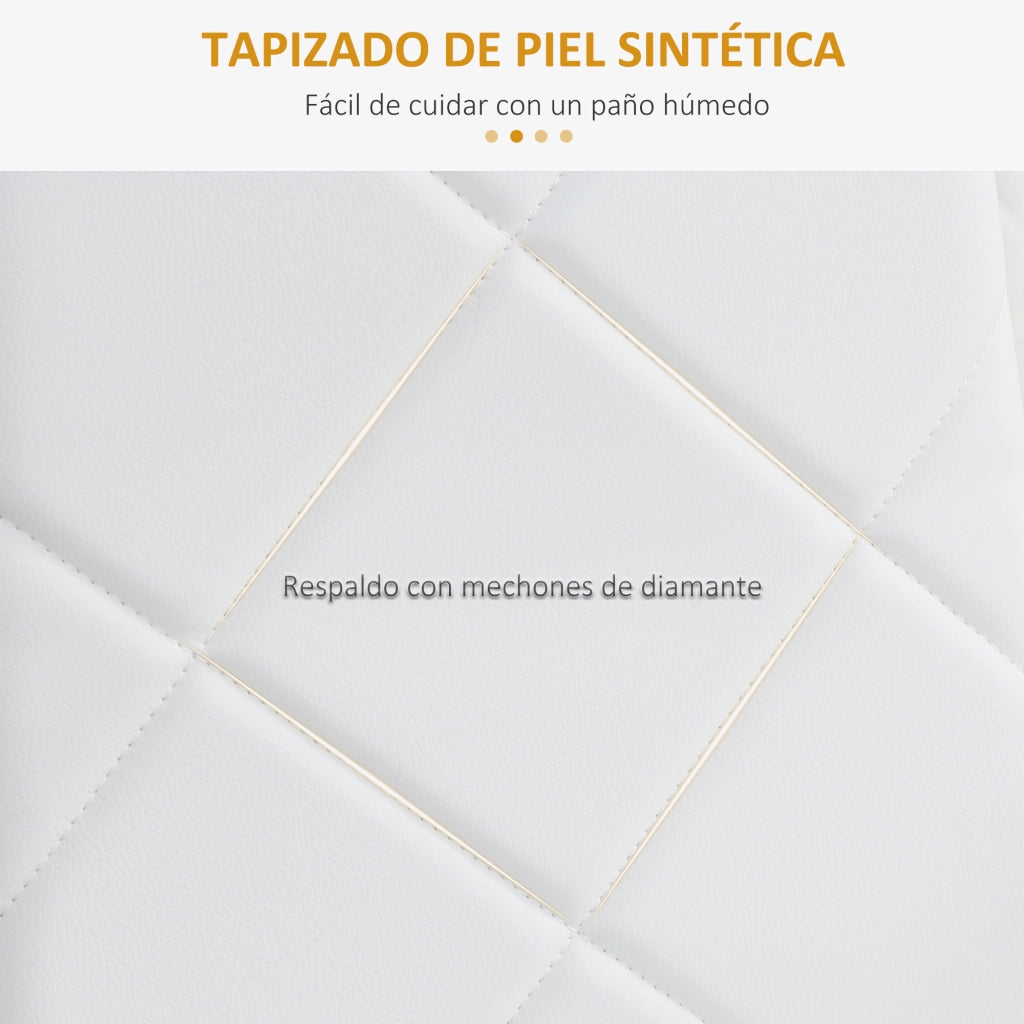 Set 4 Sedie da Pranzo Imbottite in Similpelle con Schienale Alto e Gambe in Metallo 41x50x97 cm Bianco ¨C zephmum