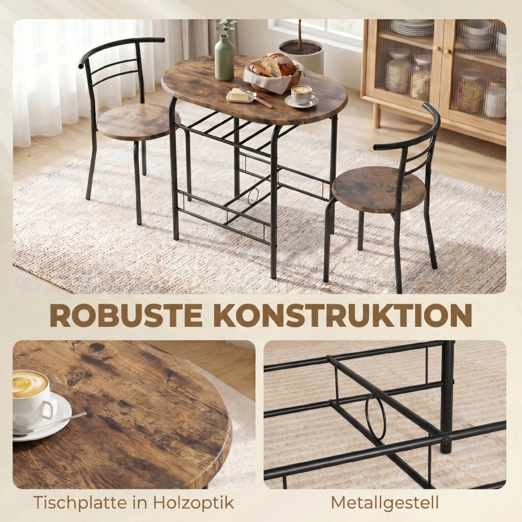 Tavolo da pranzo allungabile con sedie ¨C Minimal ¨C Legno effetto rovere, 2 sedie, 90x90x75 cm