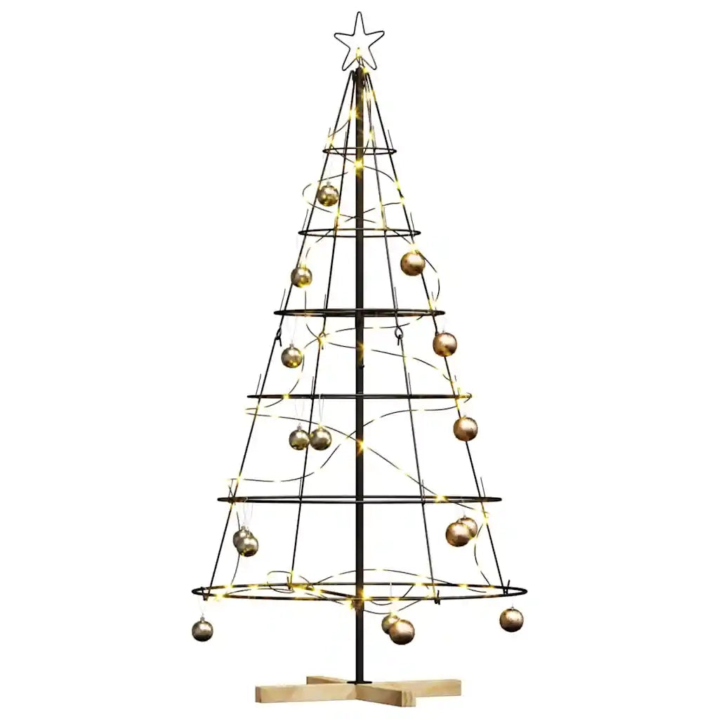 Albero a Cono di Natale con supporto Nero 154 cm Acciaio