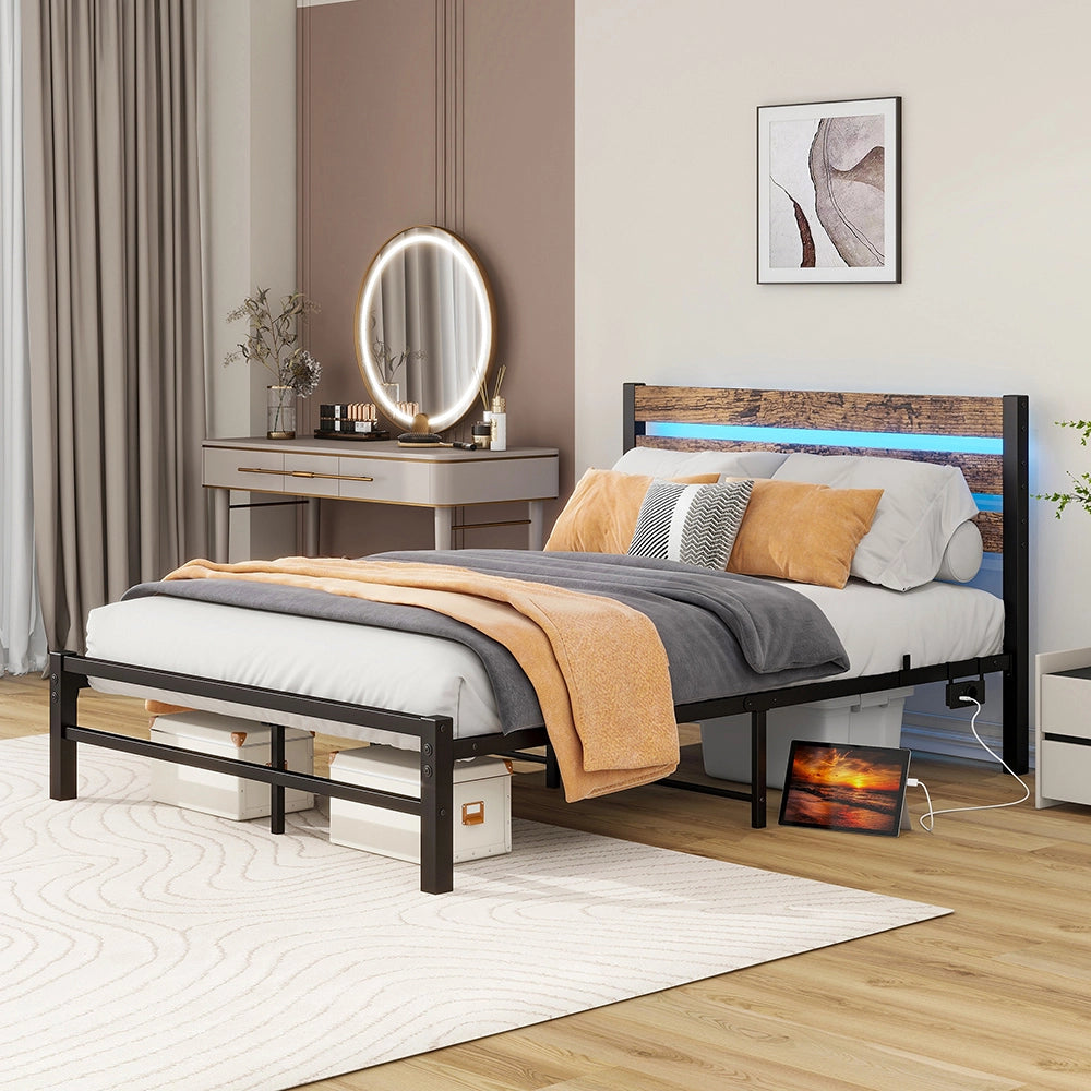 Letto metallo - Xylo - 120x200 cm USB compatto