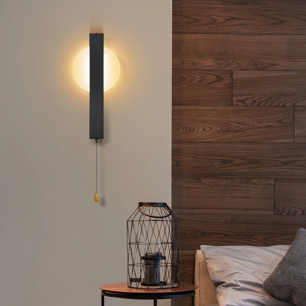 ZMH Applique da parete moderna a LED per interni nera con interruttore a tirante 3000K 6W