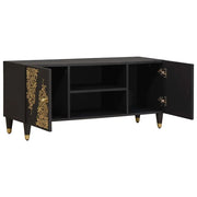 Mobile TV | Armadietto TV | Mobile Porta TV Nero 105 x 33 x 46 cm Legno di mango massello