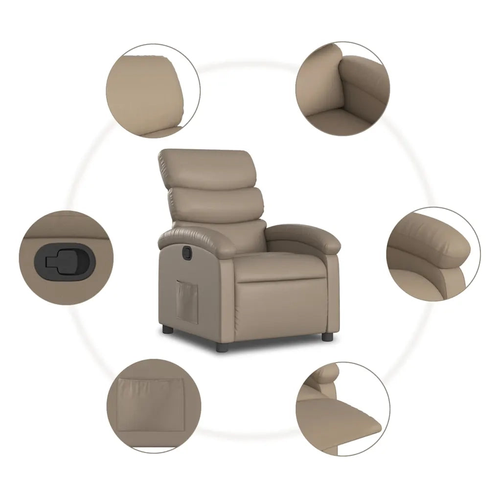 Divano Sedia-Poltrona Reclinabile Cappuccino in Similpelle 842567