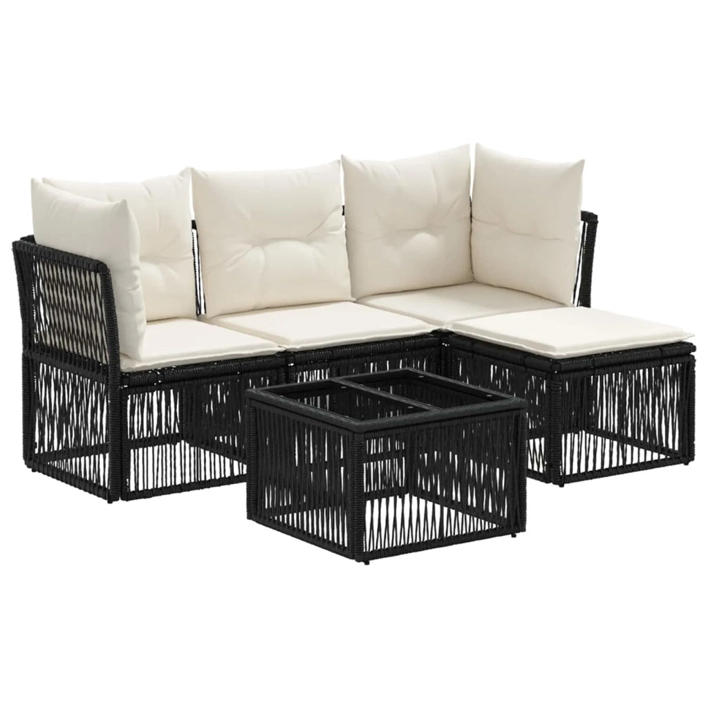 Set Divano da Giardino 5 pcs Nero polyrattan 3434200