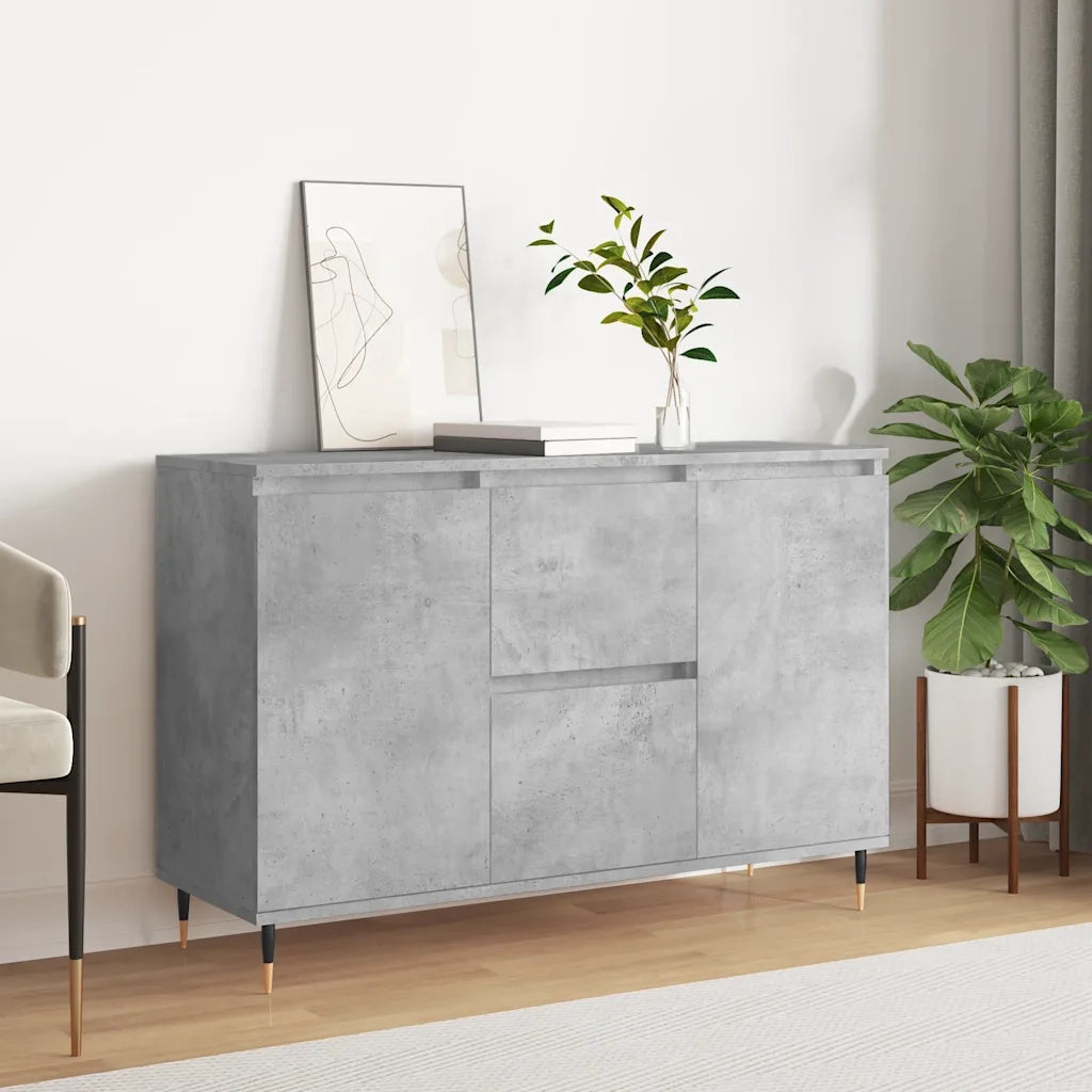 Credenza | Madia | Buffet da pranzo | Armadio da pranzo Grigio Cemento 101,5x35x70 cm in Legno Multistrato