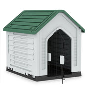 Rifugio per animali domestici da interno ed esterno con porta, Casa per cani in plastica in metallo bloccabile Verde