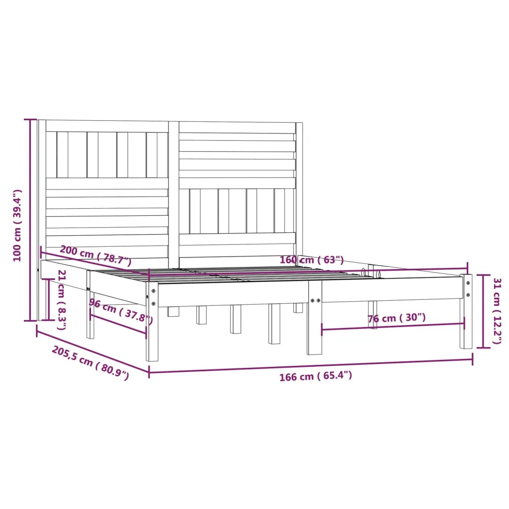 Giroletto-Struttura Letto in Legno Massello di Pino 160x200 cm 375862