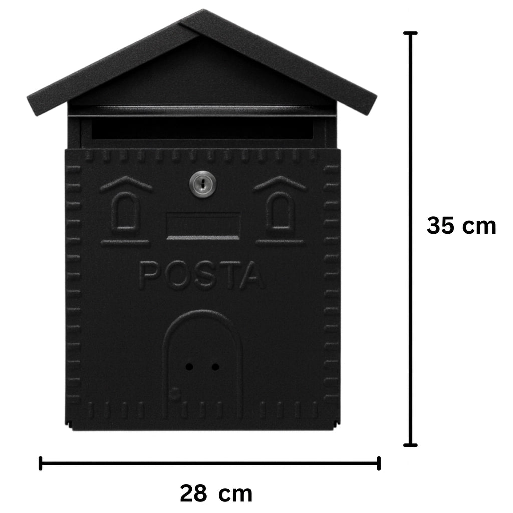 Cassetta postale rustica nera in ferro battuto 280x90xh.350 mm
