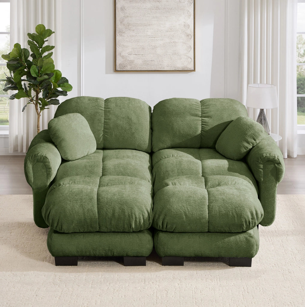 Divano modulare componibile in ciniglia; 190x149x90 cm; verde