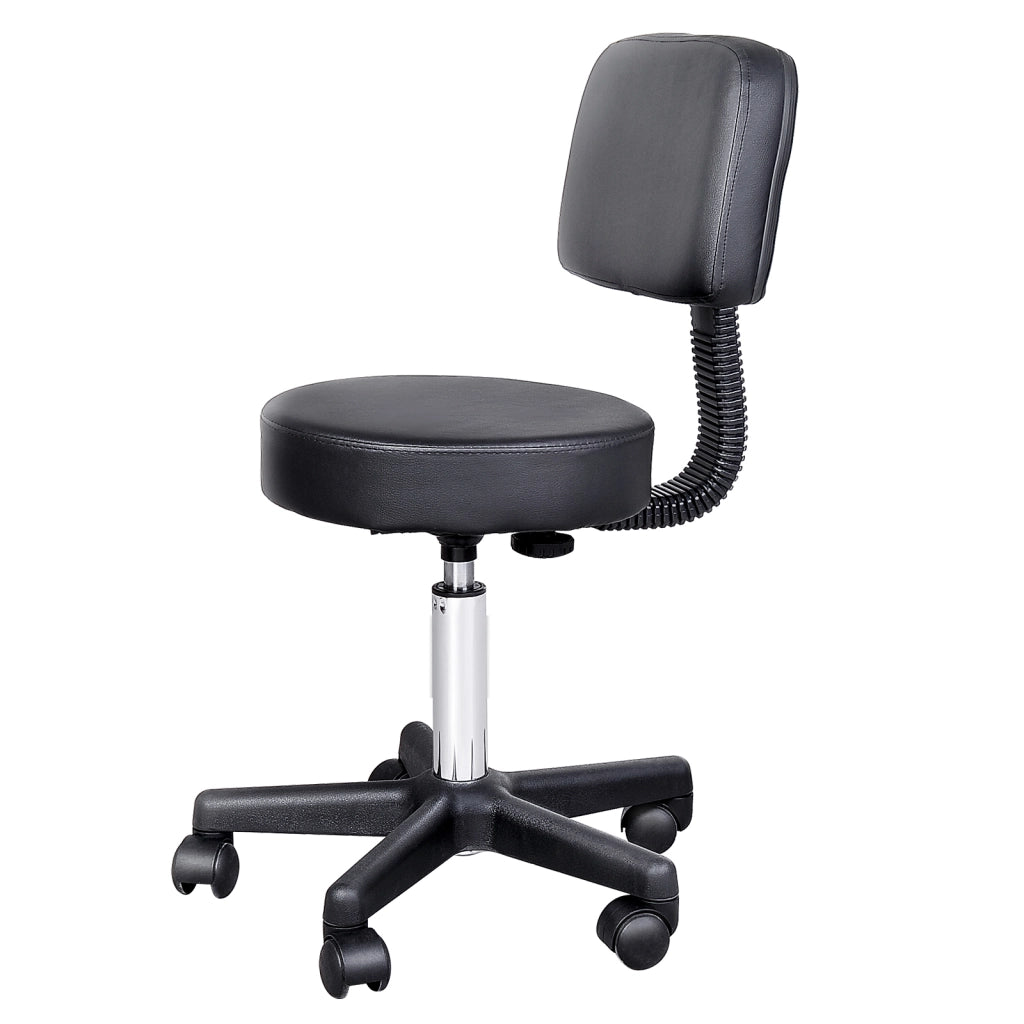 Sgabello con Schienale Girevole ¨C Minimal ¨C Nero Finta Pelle Altezza Regolabile