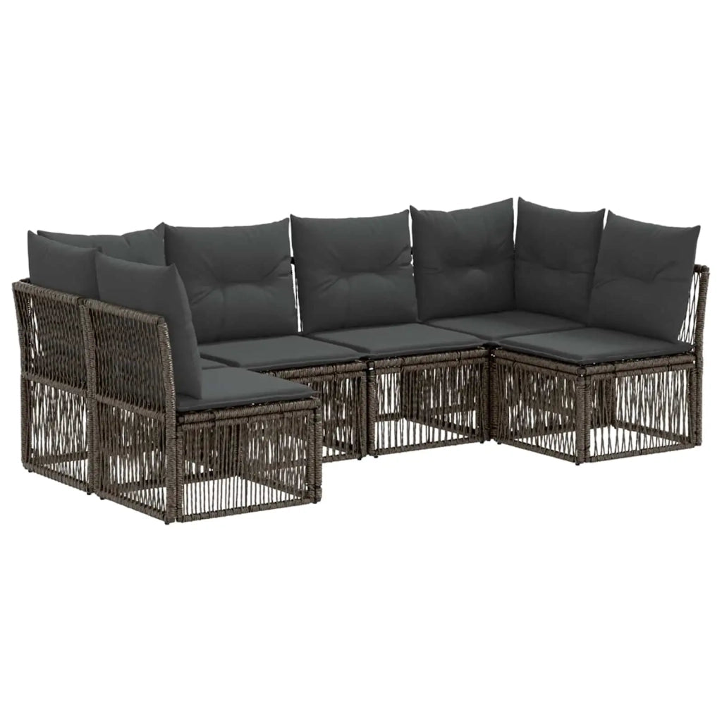 Set Divano da Giardino 6 pcs Grigio polyrattan 3434159