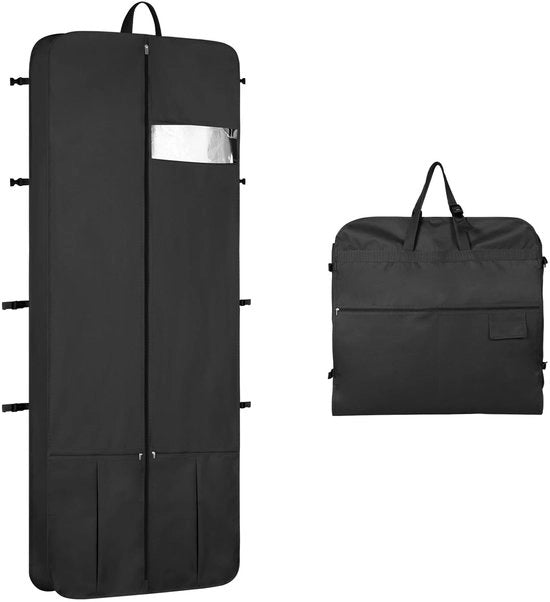 Tas per abiti da sera lunga 182cm, con tasca per scarpe, tasche per abiti con 4 cerniere, sacchetto per abiti pieghevole e impermeabile
