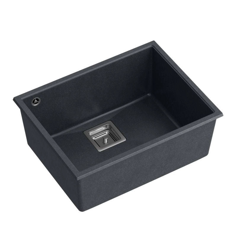 Lavello In Granito David 50 Black Metallic Tappo acciaio