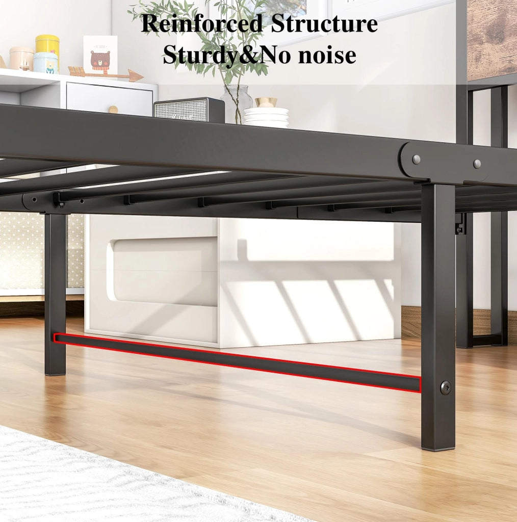 Letto singolo 90x200 cm in metallo e MDF con rete a doghe