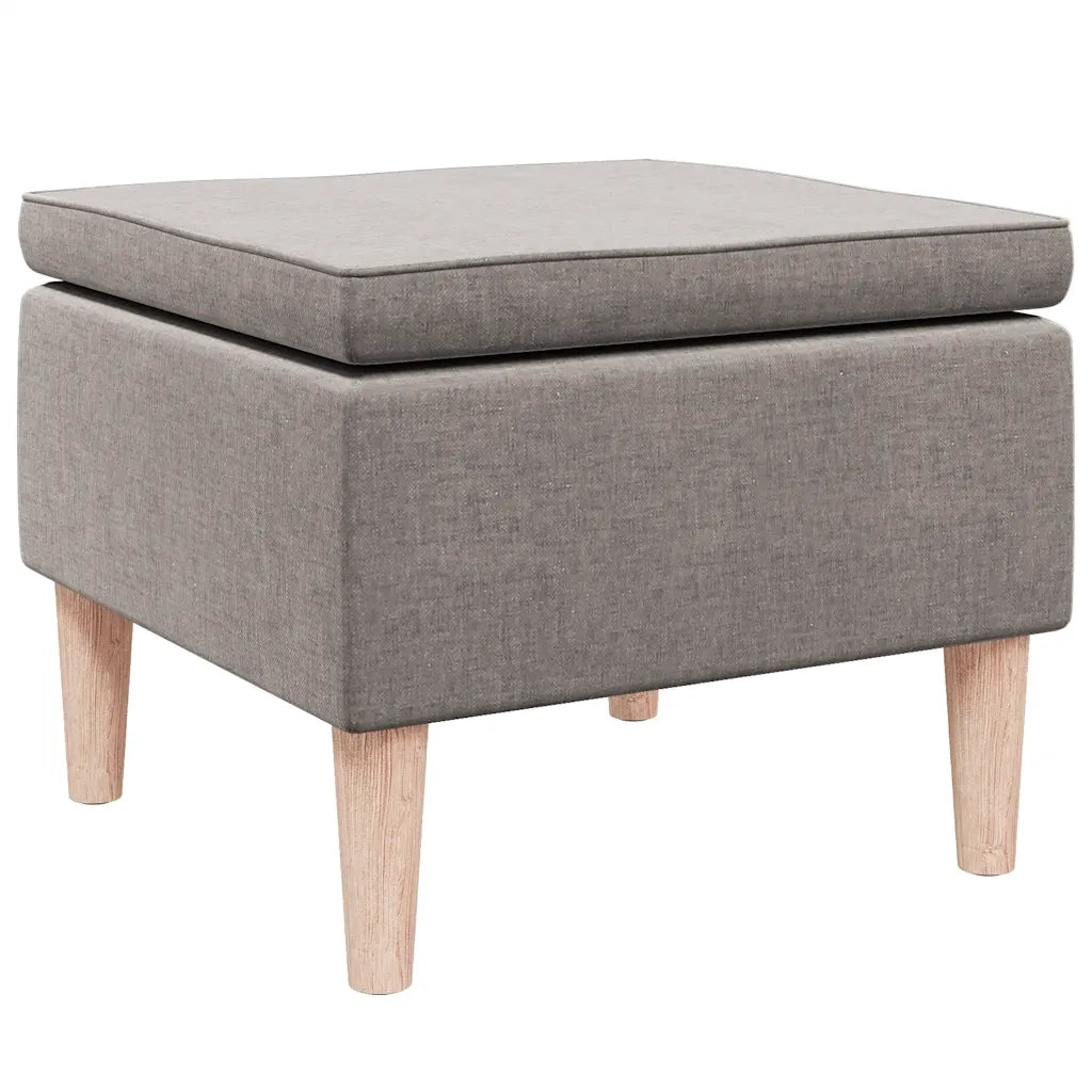 Poggiapiedi con Gambe in Legno Tortora in Tessuto 329454