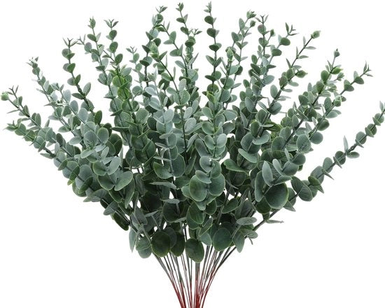 24 pezzi di piante artificiali di eucalipto, rami e foglie di eucalipto, decorazione, foglie di eucalipto, piante artificiali, piante in plastica per fiori, matrimonio, balcone (24 pezzi)