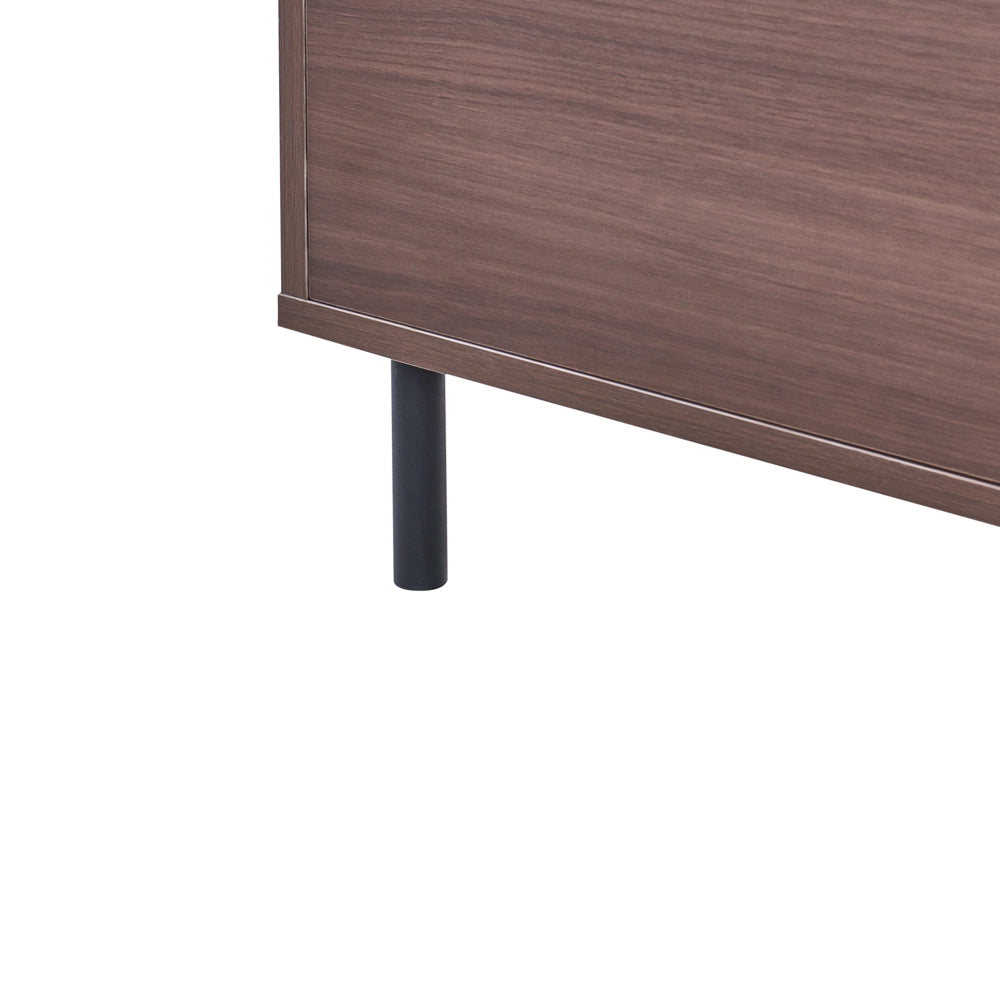 Porta TV in legno scuro  con gambe in metallo nero 180 x 40 x 43 cm Unità multimediale con 3 ante Moderno minimalista