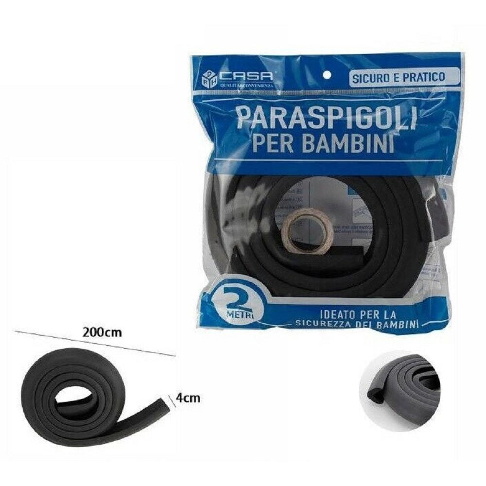 Trade Shop - Paraspigoli Sicurezza Bordo Tavolo Coprispigoli Bambini Neonati 2 Mt Nero 69632 -