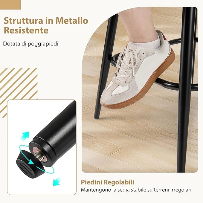 Set di 2 Sgabelli da Bar Girevoli, Sedie Imbottite in Boucle con Schienale, Braccioli Curvi, Gambe in Metallo e Poggiapiedi, Portata 150 kg, per Isola Cucina, Caffè e Pub (Grigio)