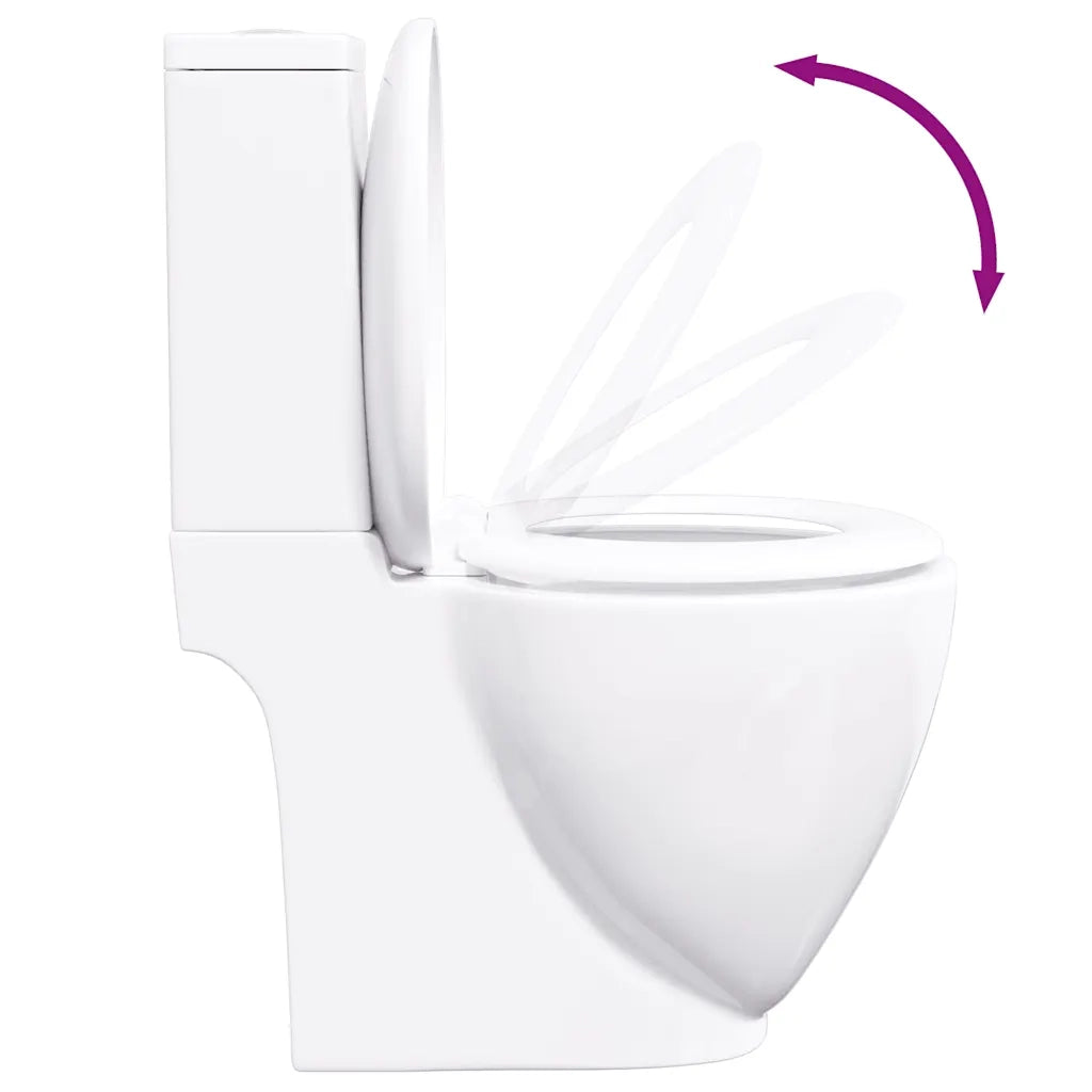 Vaso WC in Ceramica da Bagno Rotondo Base con Scarico Bianco