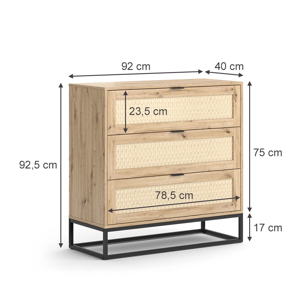 Vicco Cassettiera    Marrone 40 x 92.5 cm con 3x cassetti