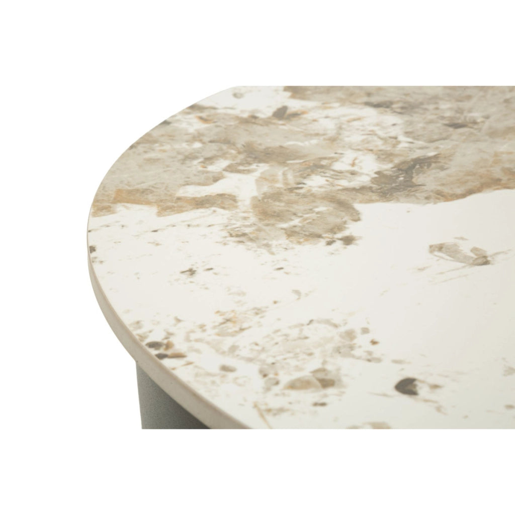 Tavolino Glam in metallo e ceramica effetto marmo